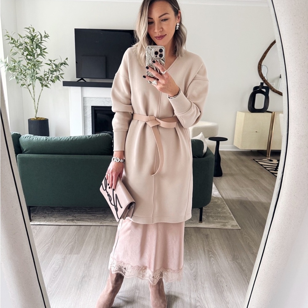 A New Day dusty rose lace trimmed slip skirt